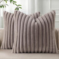 Pallene Faux Fur Plush Throw Pillow Covers 22x22 Set of 2, Luxury Soft Fluffy by PALLENE
