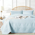akkialla Twin Size Quilt Bedding Set, Sky Blue Lightweight Microfiber Soft by akkialla