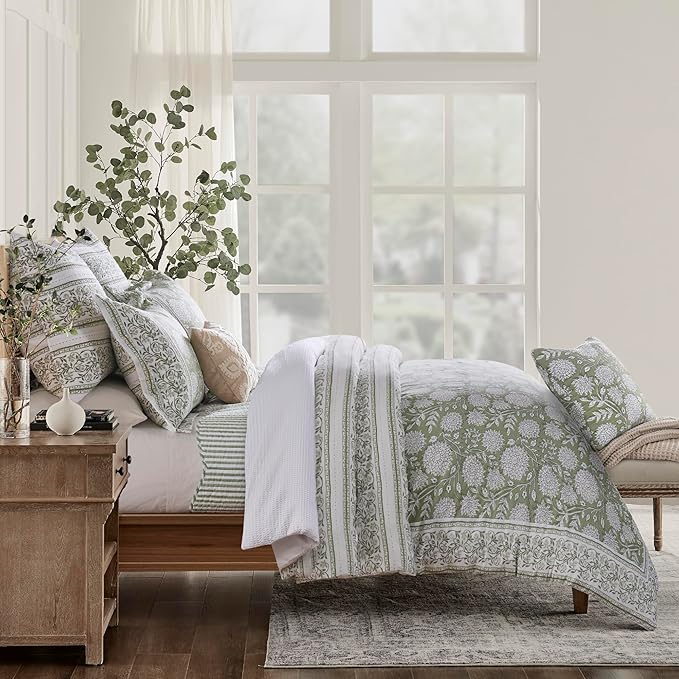 Levtex Home Adare Sage Reversible Queen Duvet Cover Set - Image 3