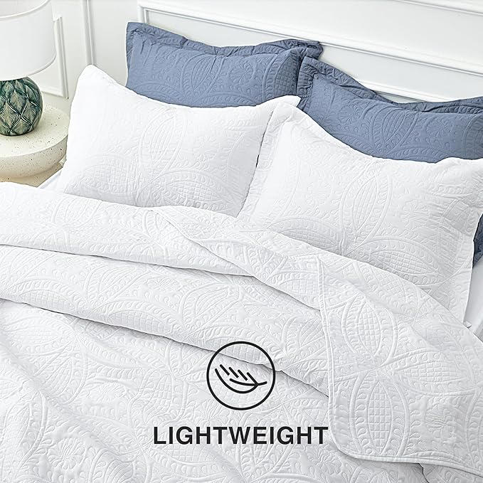 Love's cabin King Size Quilt Set White Bedspreads - Image 6