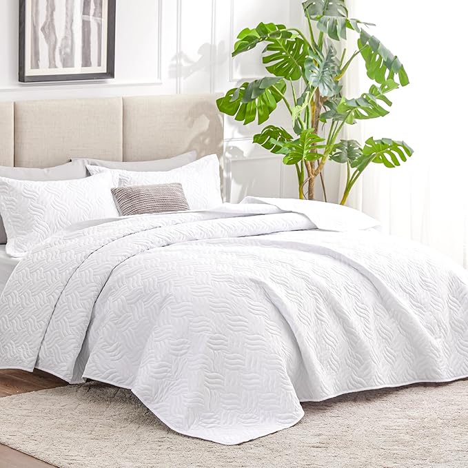 Love's cabin Twin Quilt Set White Bedspreads - Image 2