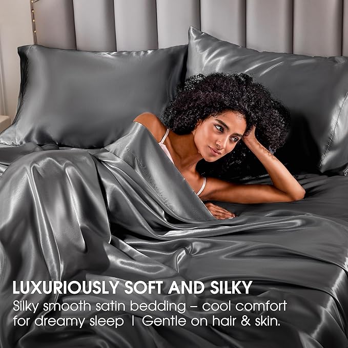 FreshCulture Satin Sheets Twin Size Bed Set - Image 6