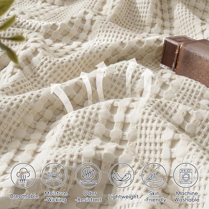 PHF Cooling Waffle Blanket Queen Size, Lightweight 60% Rayon from Bamboo & 40% - Image 5