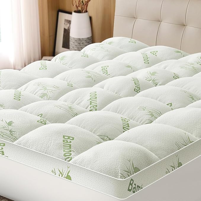 Mattress Topper King Size Viscose Derived from Bamboo, Thick Soft Pillow Top by Easthome