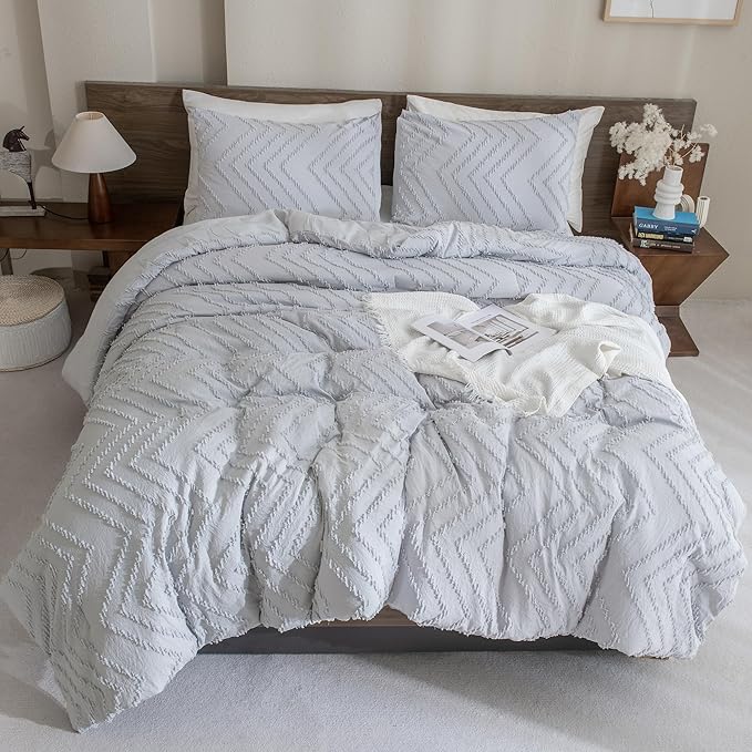 Andency Silver Grey Oversized Super King Comforter Set 120x120, Extra Large - Image 6