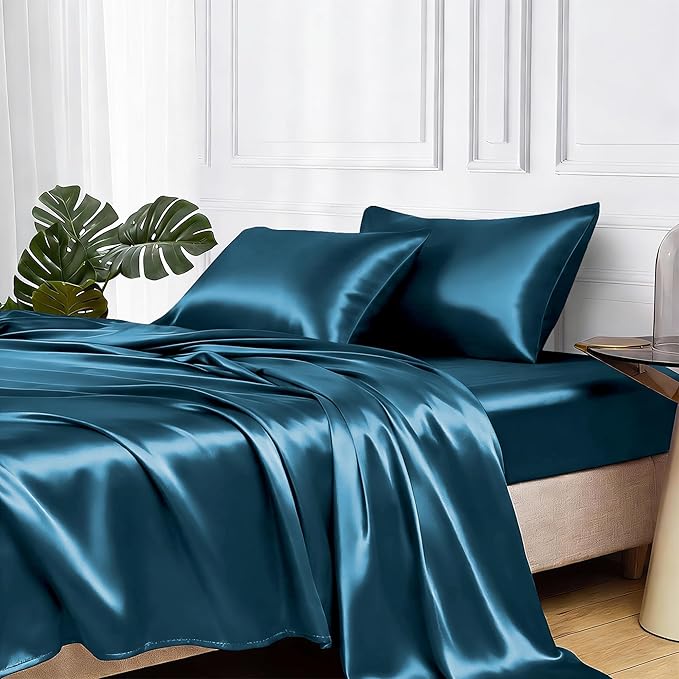 MR&HM Satin Bed Sheets, Twin XL Size Sheets Set by MRHM