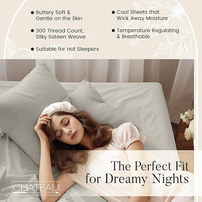 300 Thread Count 100% Organic Cotton Twin Sheets Set - Image 4