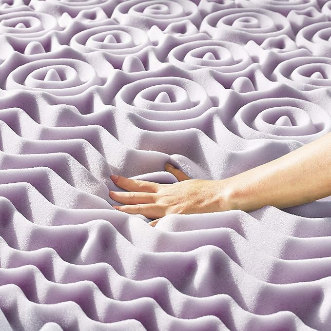 Mellow 1.5 Inch 5-Zone Memory Foam Mattress Topper, Soothing Lavender Infusion - Image 4