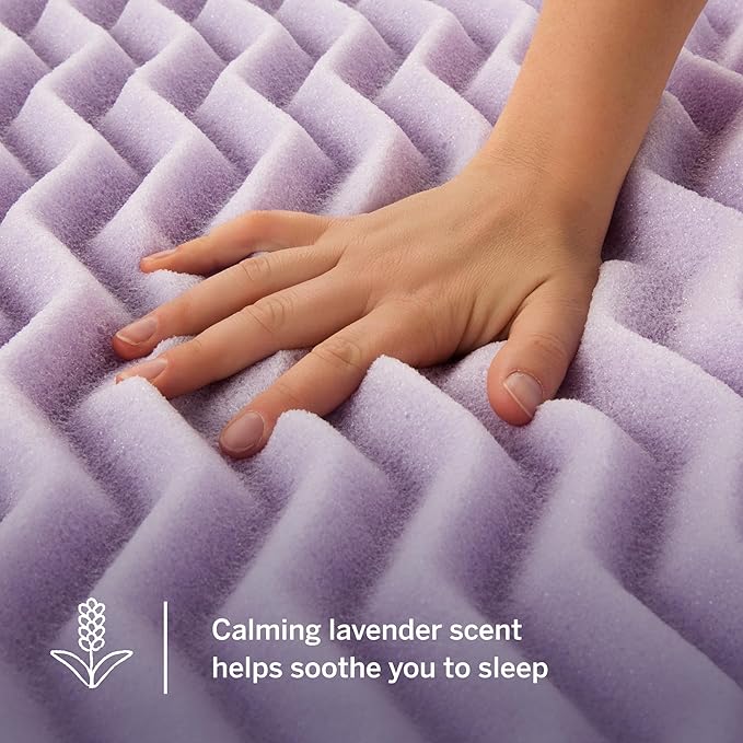 LUCID Lavender Infused 2 Inch Memory Foam Mattress Topper - Image 4