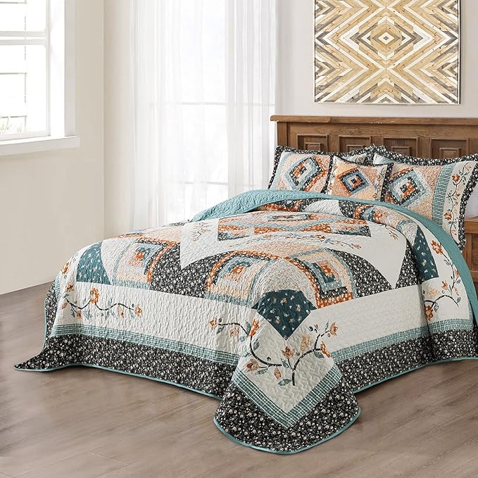 BEDIFANY Cotton King Size Quilt Sets, Lightweight King Quilt Bedding Set Garden - Image 2