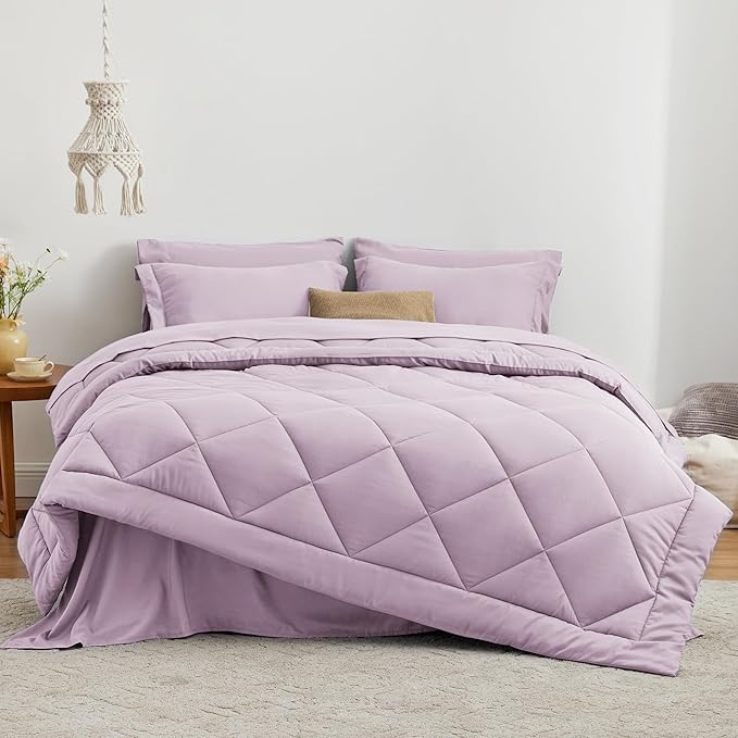 Love's cabin Twin XL Comforter Set Light Purple, 5 Pieces Twin XL Bed in a Bag - Image 2