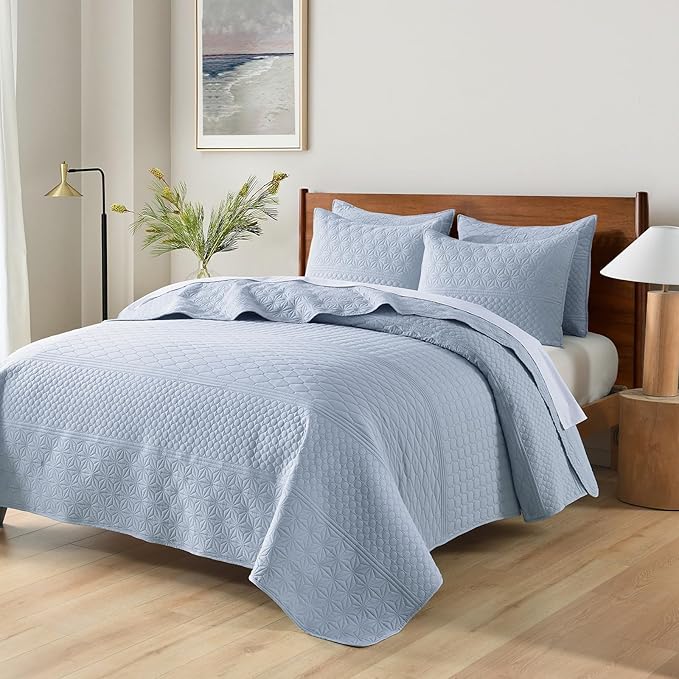 HORIMOTE HOME Light Blue Twin Size Quilt Set - Image 4