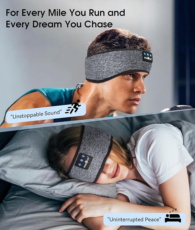 MUSICOZY Sleep Headphones Bluetooth 5.4 Headband, Wireless Earphones Music - Image 2
