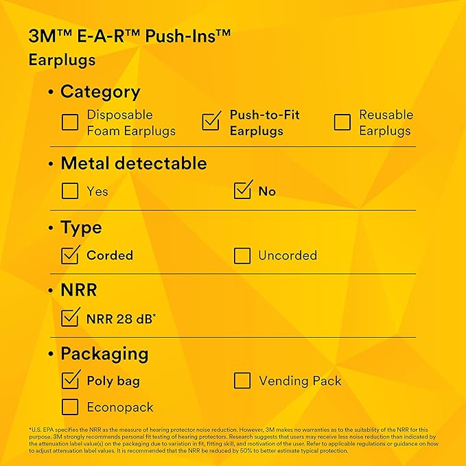 3M E-A-R Push-Ins Earplugs 318-1001, Poly Bag 100-Pair - Image 15