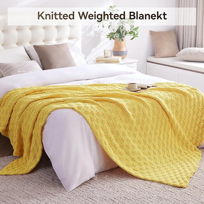 Knitted Weighted Blanket for Adult, No Beads Heavy Blanket 60” x 80'' 15lbs - Image 6