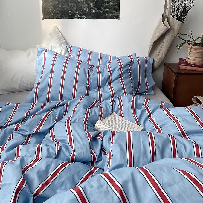 mixinni Vintage Striped Blue Duvet Cover Full - Image 8