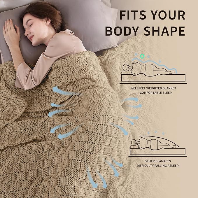 Knitted Weighted Blanket for Adult, No Beads Heavy Blanket 60” x 80'' 12lbs - Image 3