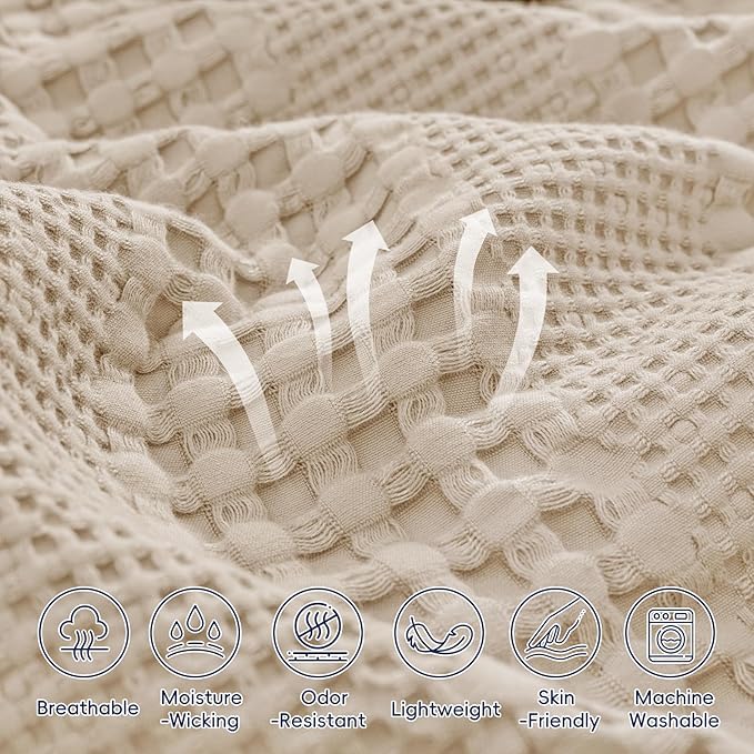 PHF Cooling Waffle Blanket Twin Size, Lightweight 60% Rayon from Bamboo & 40% - Image 5