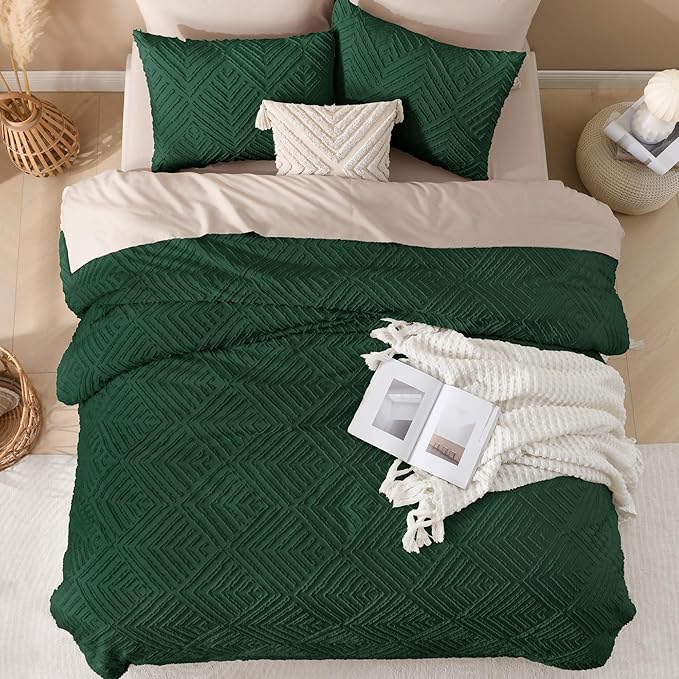 Andency Dark Emerald Green Oversized King Comforter 128''x120'', 3 Pieces Soft - Image 7