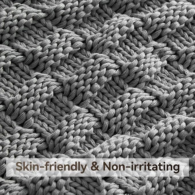 Knitted Weighted Blanket for Adult, No Beads Heavy Blanket 60” x 80'' 17lbs - Image 4