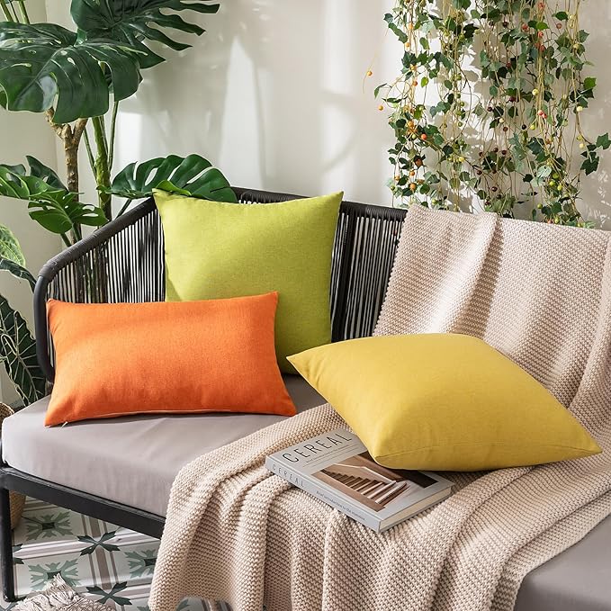 MIULEE Pack of 2 Decorative Outdoor Solid Waterproof Throw Pillow Covers Faux - Image 7