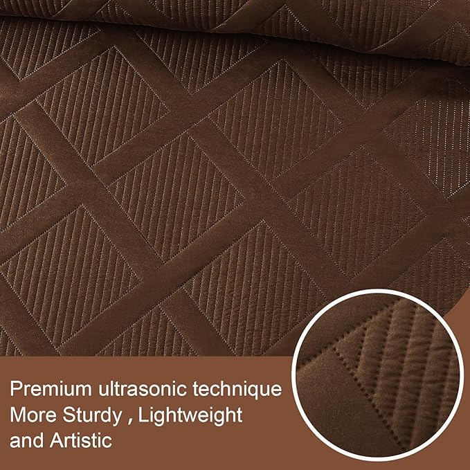 Exclusivo Mezcla King Quilt Set- Brown Quilts Bedding Set - Image 4