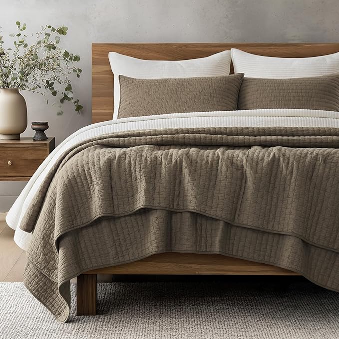 EVERGRACE Cross Stitch Pre-Washed Cotton Quilt Bedding Set King Size, Oversized by EVERGRACEHOME
