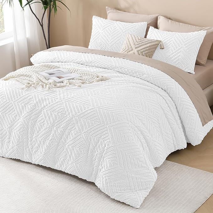 Andency White Oversized King Comforter 120"x98", 3 Pieces White Boho Bedding - Image 6