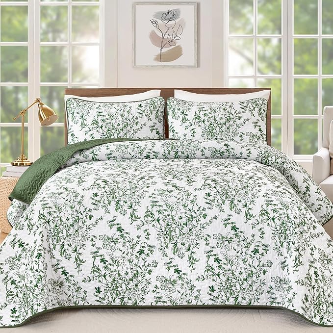 WONGS BEDDING Quilt King Size, Botanical Quilt by WONGSBEDDING