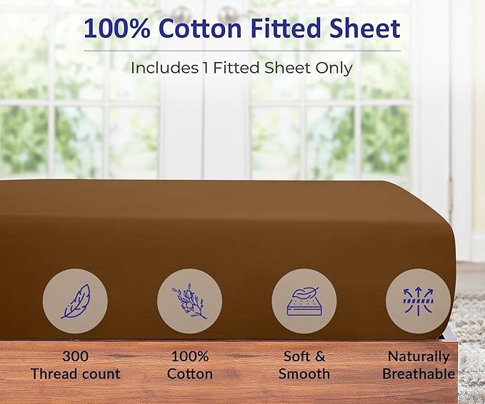 ROYALE LINENS 300 Thread Count 100% Long Staple Combed Cotton Fitted Sheet Full - Image 3
