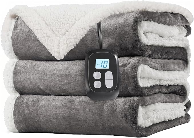 LaffyLo Electric Heated Blanket Twin Size 62 x 84, Fast Heating Blanket by LAFFYLO