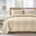 FLYMME Beige Twin Quilt Bedding Set Thin Lightweight Bedspreads, Modern Style by FLYMME