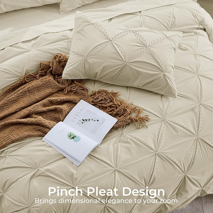 Sasttie Queen Comforter Set, 7-Piece Bed in a Bag, Pintuck Bedding Sets - Image 4