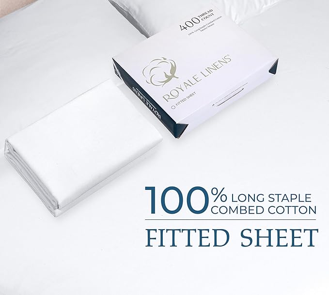Royale Linens 400 Thread Count 100% American Grown Cotton Fitted Sheet King Size - Image 9