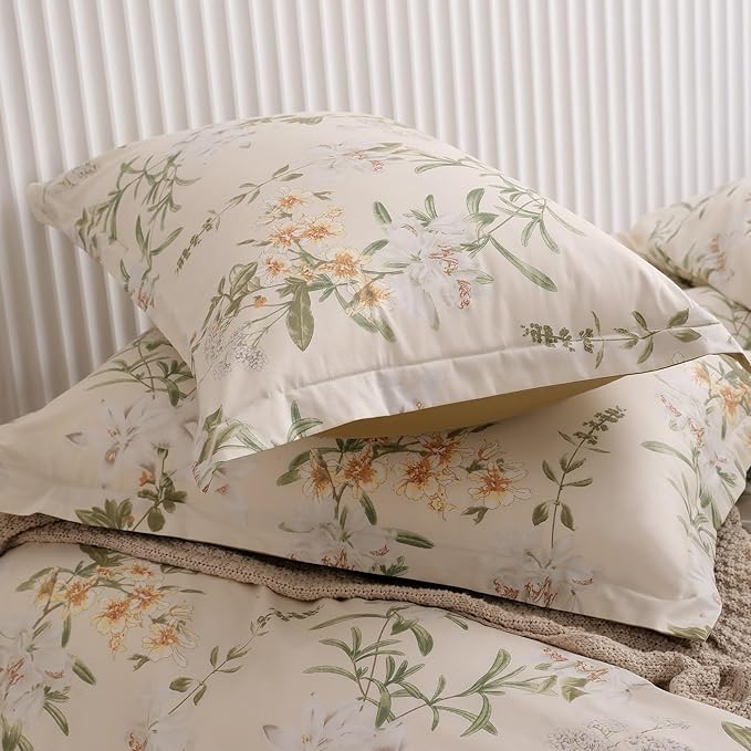 OAITE Duvet Cover Set Twin Size Floral Pattern 600 Thread Count Ultra Soft 100% - Image 6