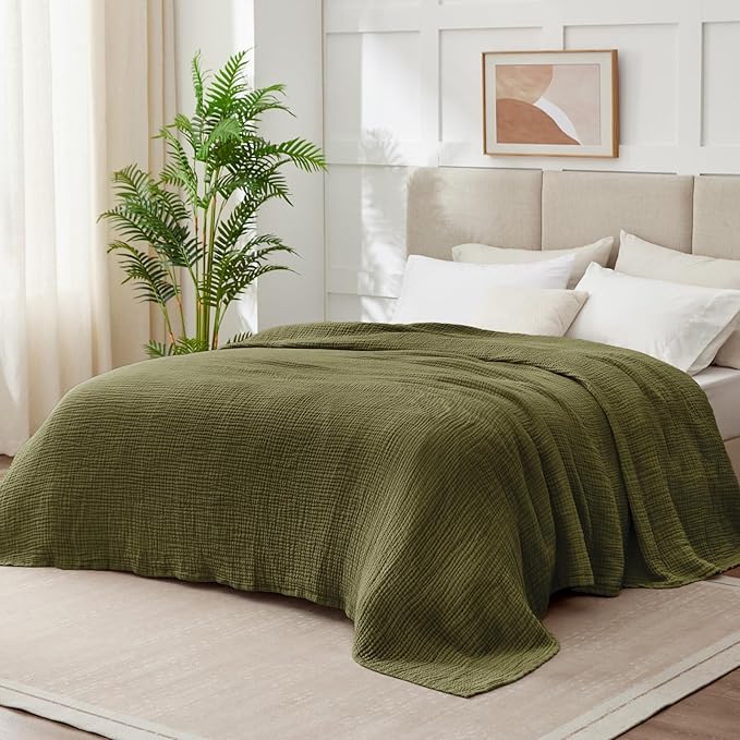 100% Cotton Muslin Blanket California King 120" x 90", 6 Layers Breathable and - Image 2