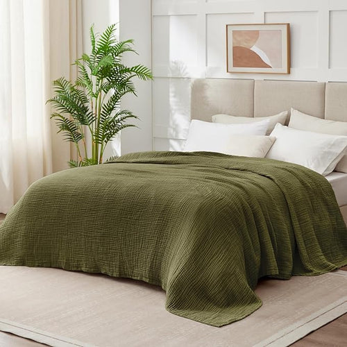 100% Cotton Muslin Blanket California King 120" x 90", 6 Layers Breathable and - Image 2