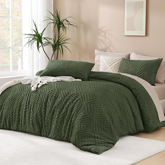 Andency Olive Green California King Comforter Qversized 120''x98'', 3 Pieces by Andency