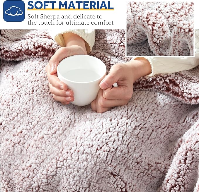 SEALY Electric Blanket Heated Throw 50"x60" Soft Double Sherpa Super Cozy - Image 7
