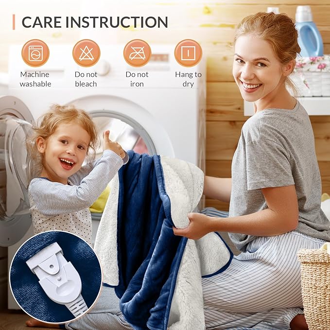 HOMLYNS LuxeHeat Heated Blanket Electric Blanket Queen Size, Soft Flannel - Image 9