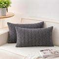 Aegero Pack of 2 Corduroy Decorative Throw Pillow Covers 12x20 Inch Soft by Unknown