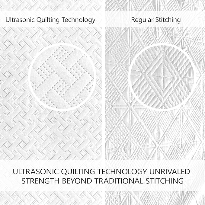 FLYMME Queen Quilt Bedding Set White Lightweight Bedspreads Full Size, Modern - Image 3