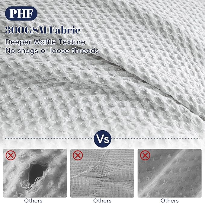 PHF Waffle Weave Duvet Cover Set Queen Size, No Snagging Ultra Soft Luxury - Image 3