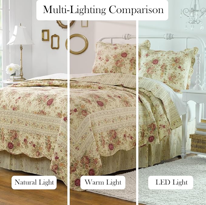 Greenland Home Antique Rose 100% Cotton Heirloom-Quality Quilt Set, 2-Piece - Image 4