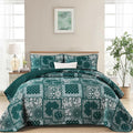 Cottolester King Quilt Set 3 Pieces, Emerald Green Patchwork Quilt Set by Cottolester