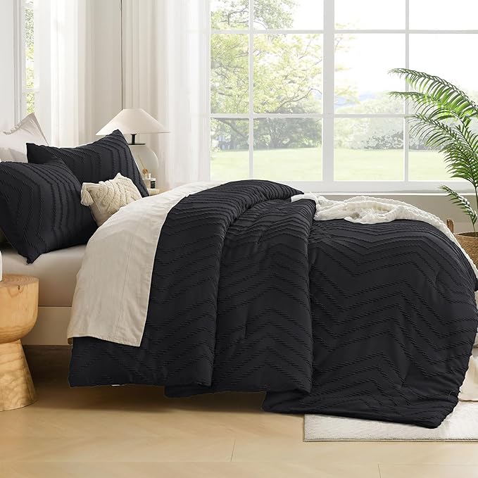 Andency Black Comforter Queen, Boho Soft Fluffy Warm Lightweight Bedding - Image 7