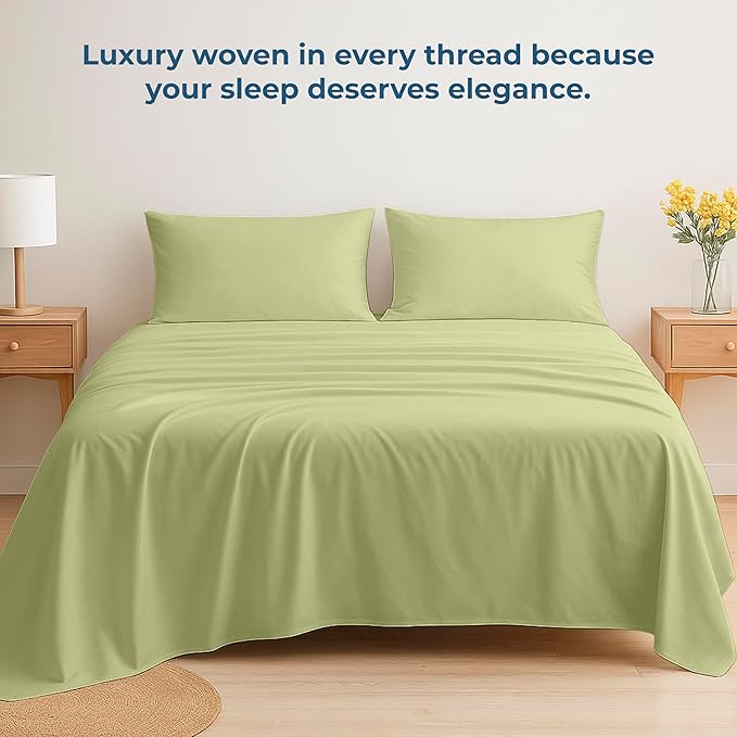 Royale Linens 100% Organic Cotton Twin Flat Sheet Only - Image 6