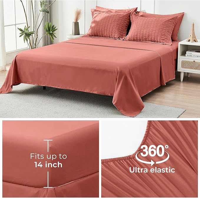 HYMOKEGE Coral Full Size Comforter Sets Seersucker 7 Pieces, All Season Luxury - Image 7