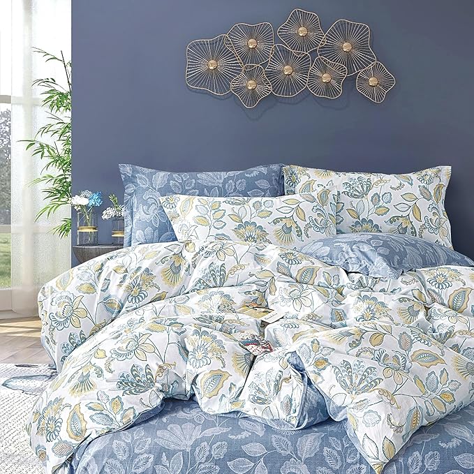 LEMIROE Vintage Botanical Cotton Comforter Queen Size 3PC by LEMIROEBEDDING