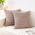 Aegero Pack of 2 Corduroy Decorative Throw Pillow Covers 18x18 InchSoft Striped by Unknown
